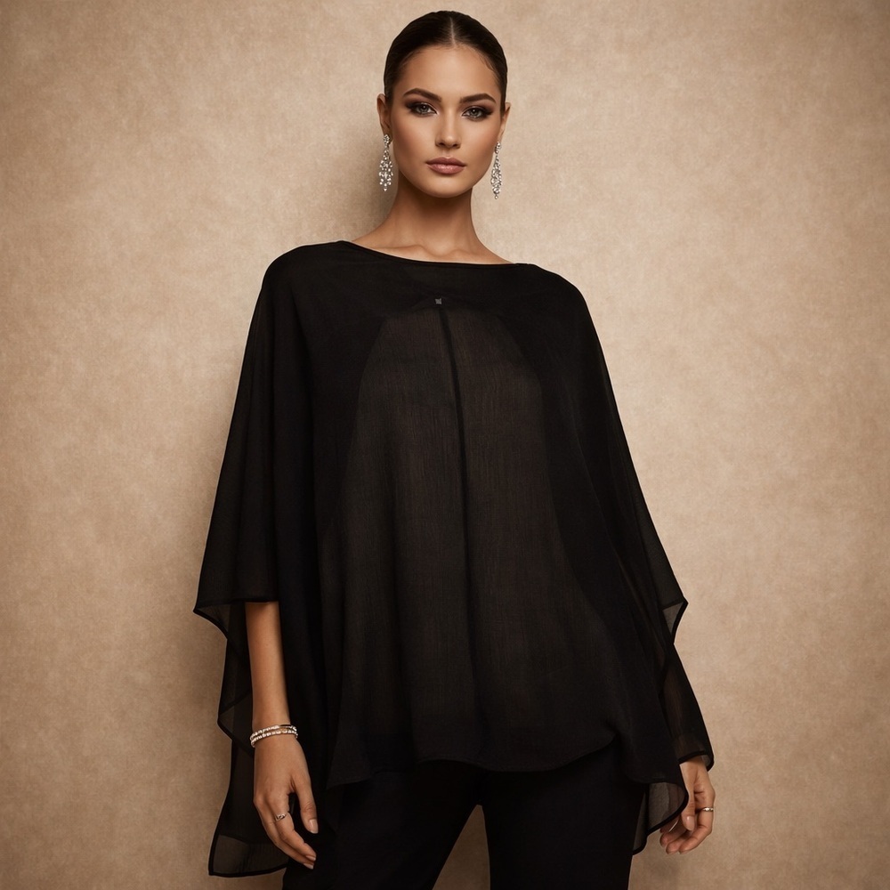 Elegant Black sheer cape